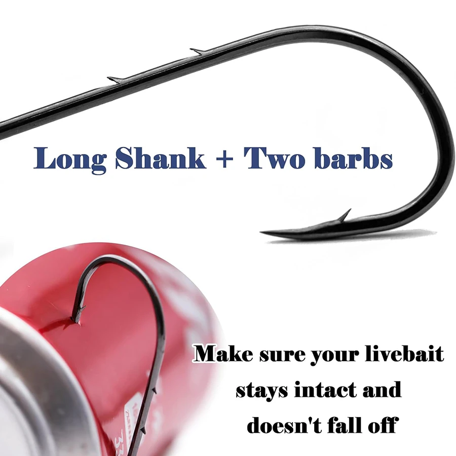 고탄소강 미끼 후크, 긴 생크 낚시 후크, 2 개의 미 - Fishing Hook Offset 리뷰 및 가격