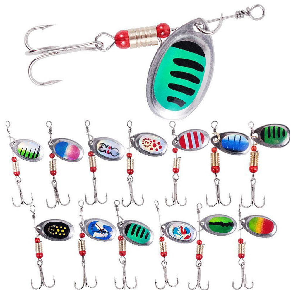 30개입 금속 스푼형 회전 낚시 루어, 삼각 바늘 포함 - Fishing Hook Treble 리뷰 및 가격