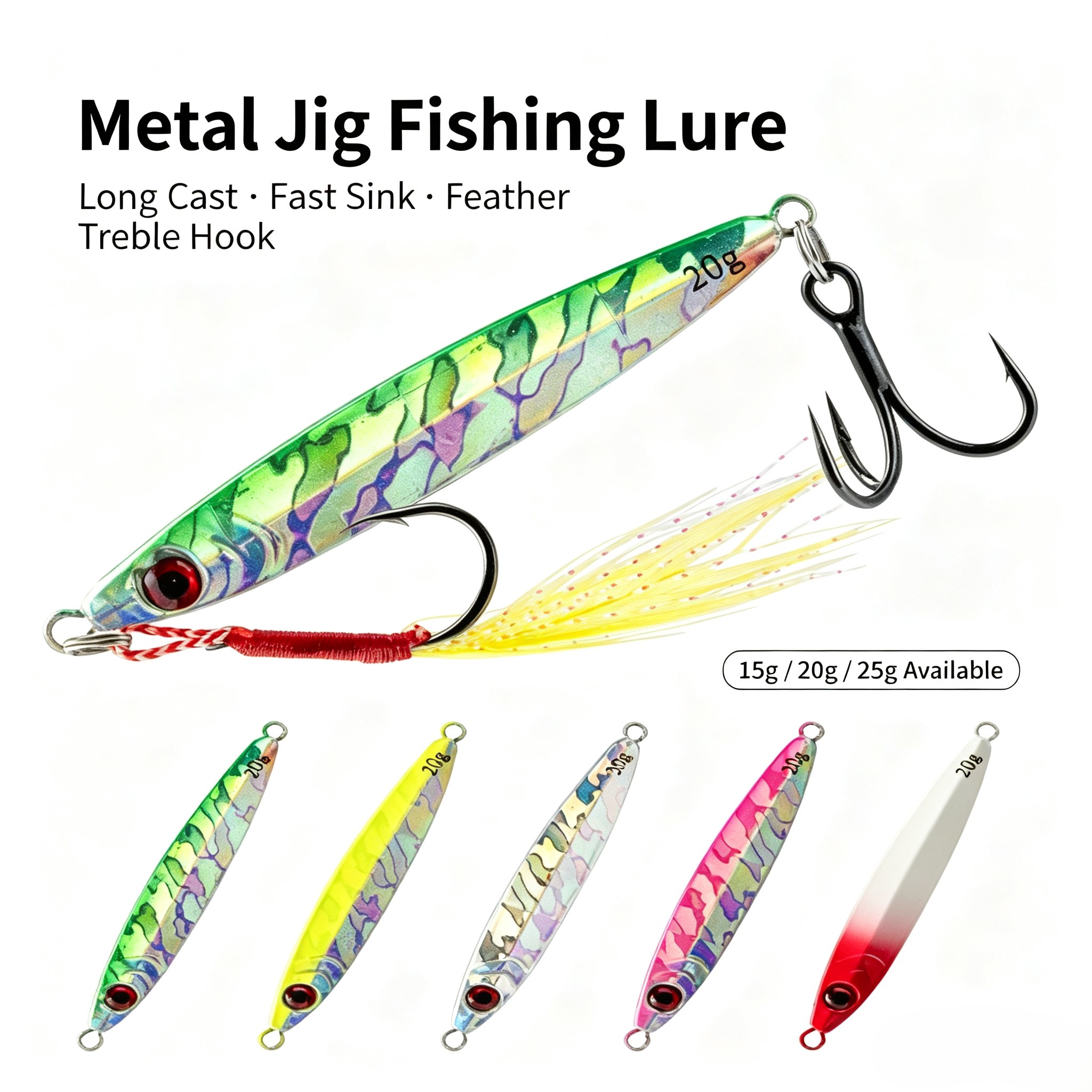 3개입 메탈 지그 루어 세트 비대칭형 고속 침강 지그  - Fishing Hook Treble 리뷰 및 가격